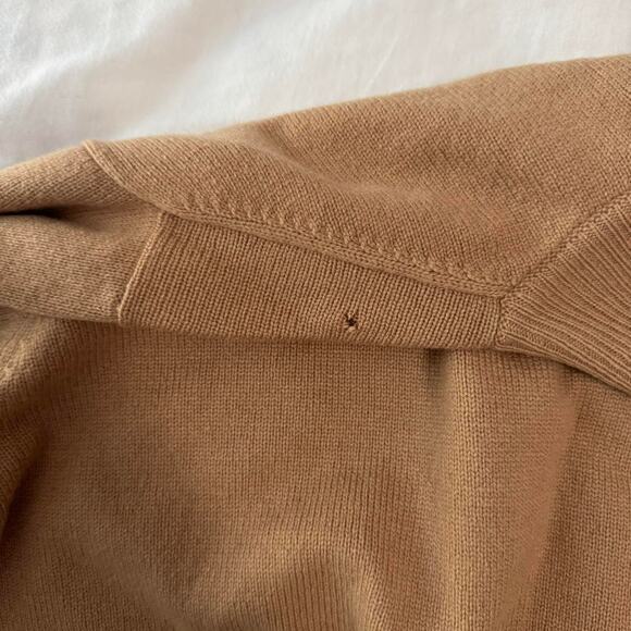 camel cashmere mock neck sweater minimalist neutral knit - Picture 5 of 6